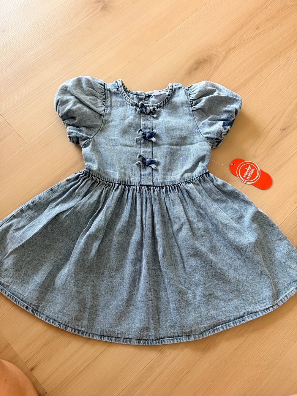 wonder nation Light Blue Denim Puff Sleeve Dress